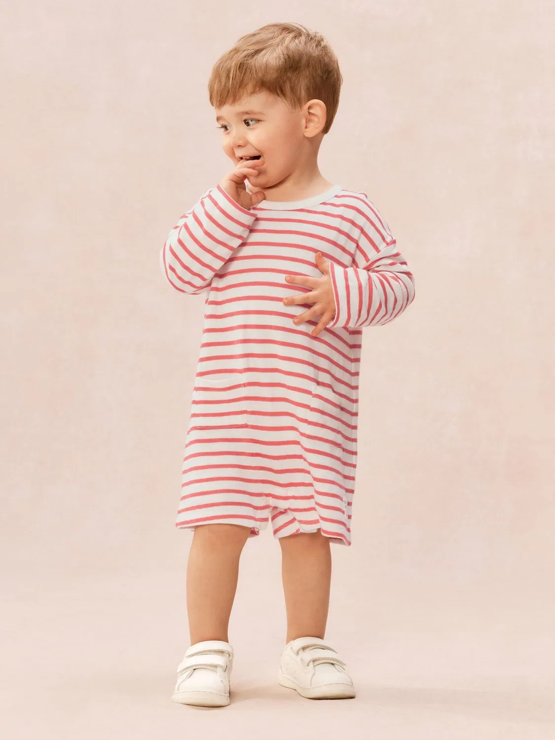 Ромпер с длинным рукавом, полосатый, Little Surfer The White Company, красный