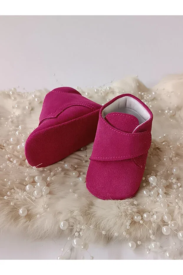 Детские ботиночки для новорожденных кожаные на липучке Hodore, Fuchsia — фото 3