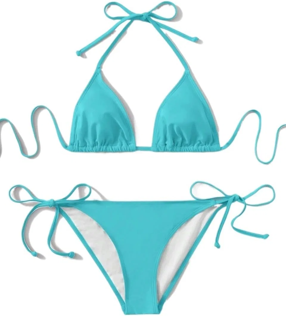 Женский бикини-комплект с завязками на спине, Mint Blue