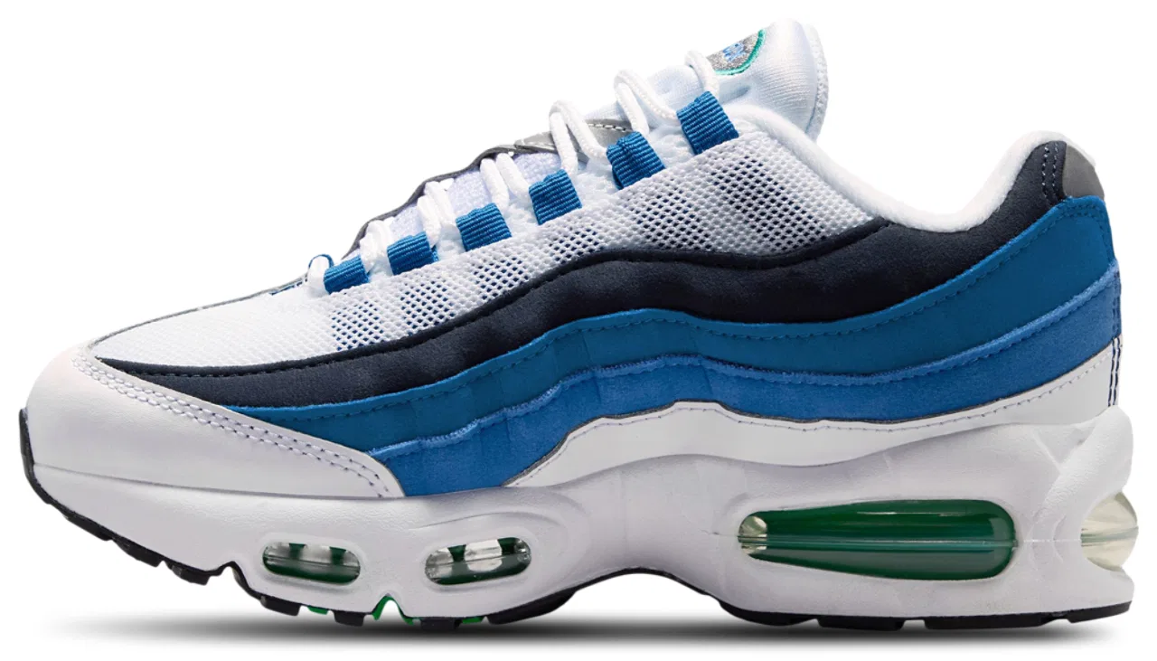 Кроссовки для мальчиков Air Max 95 BB PRM Nike, цвет White/Emerald Green/Lake Blue — фото 2