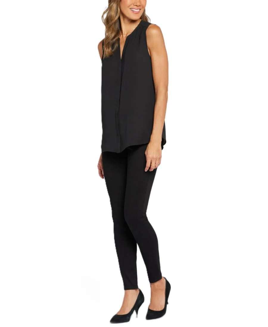 Блузка без рукавов с защипами, модель Sleeveless Pintuck Top NYDJ, Black — фото 3