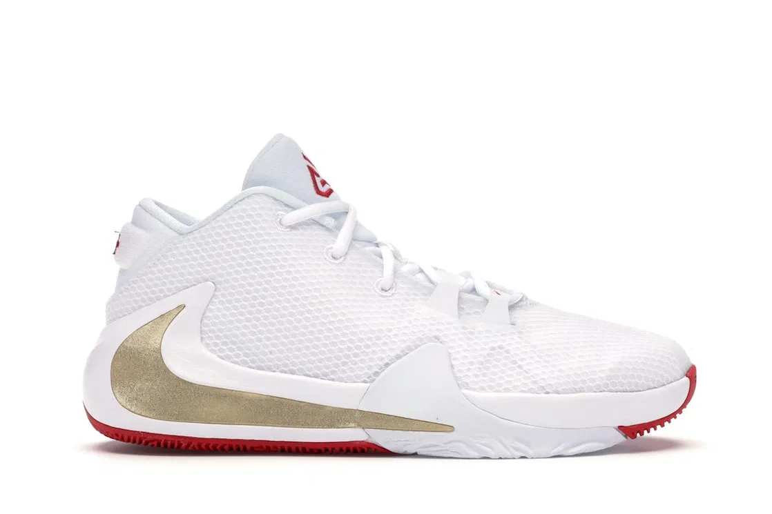 Детские кроссовки для баскетбола Nike Zoom Freak 1 (GS) Nike, White/Metallic Gold-University Red
