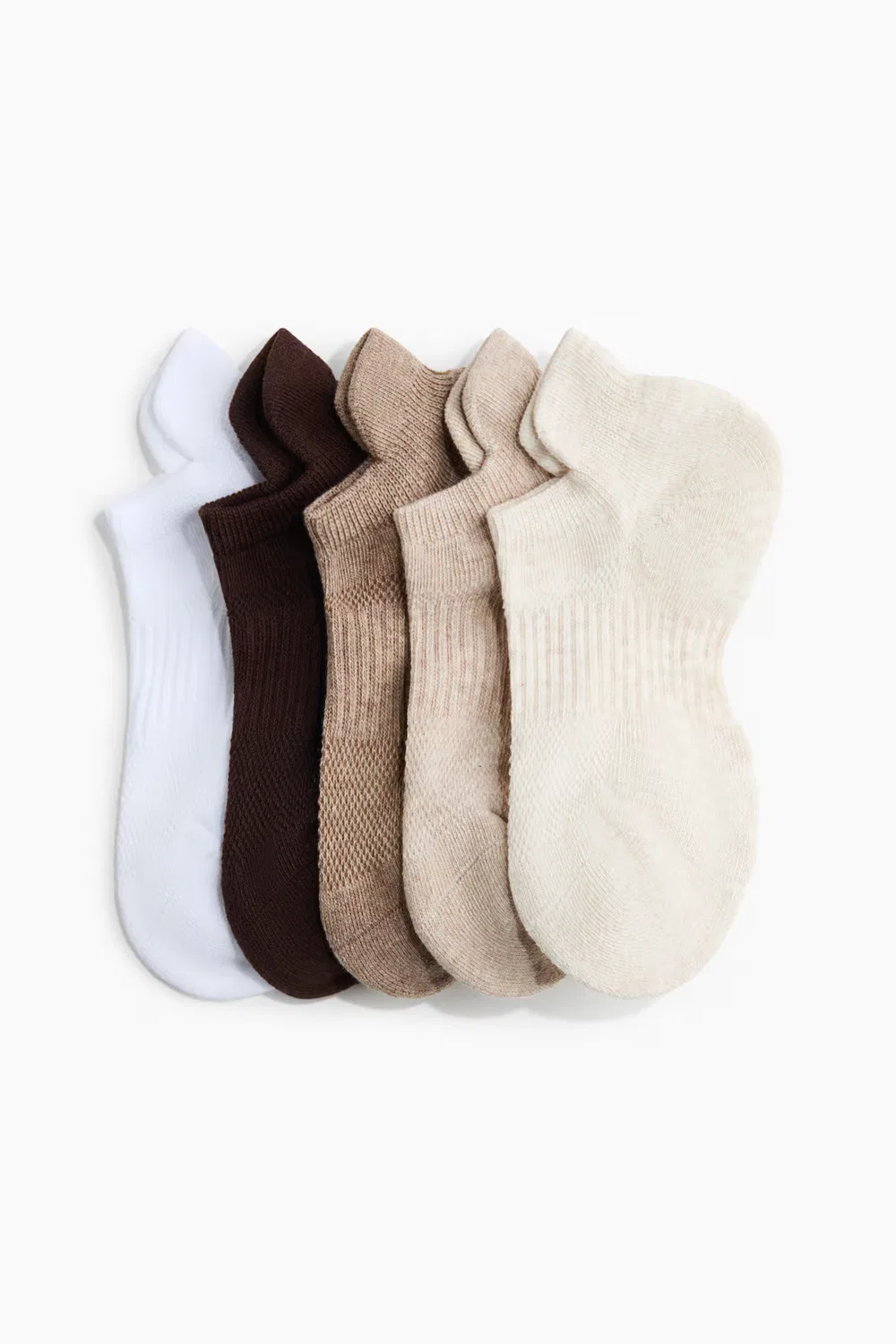 Набор из 5 спортивных носков H&M, Warmes Braun/Beige/Weiß