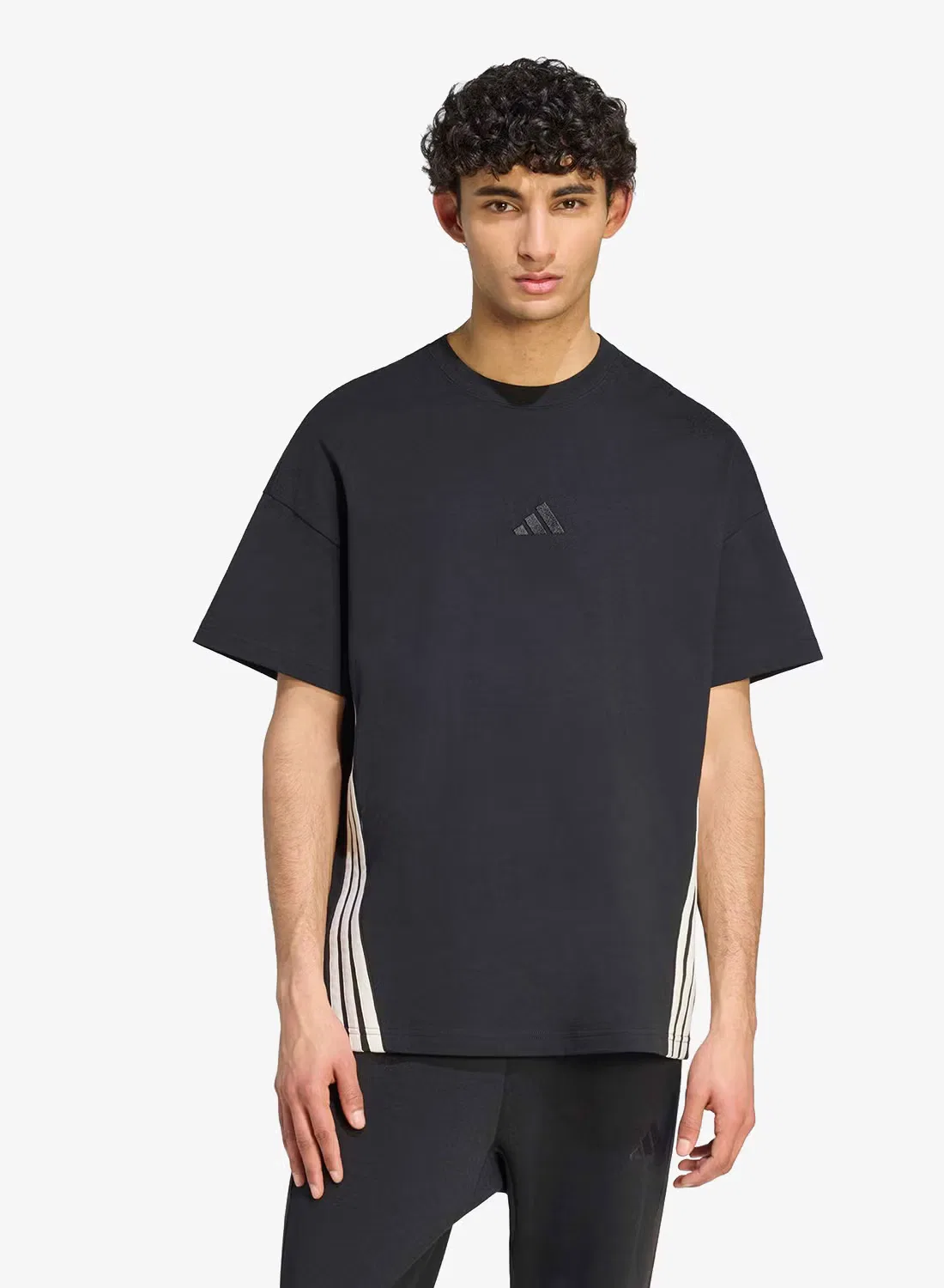 Футболка свободного кроя 3-Stripes Adidas, черный