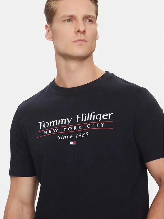 Футболка regular fit Center Stack Tommy Hilfiger, темно-синий — фото 4