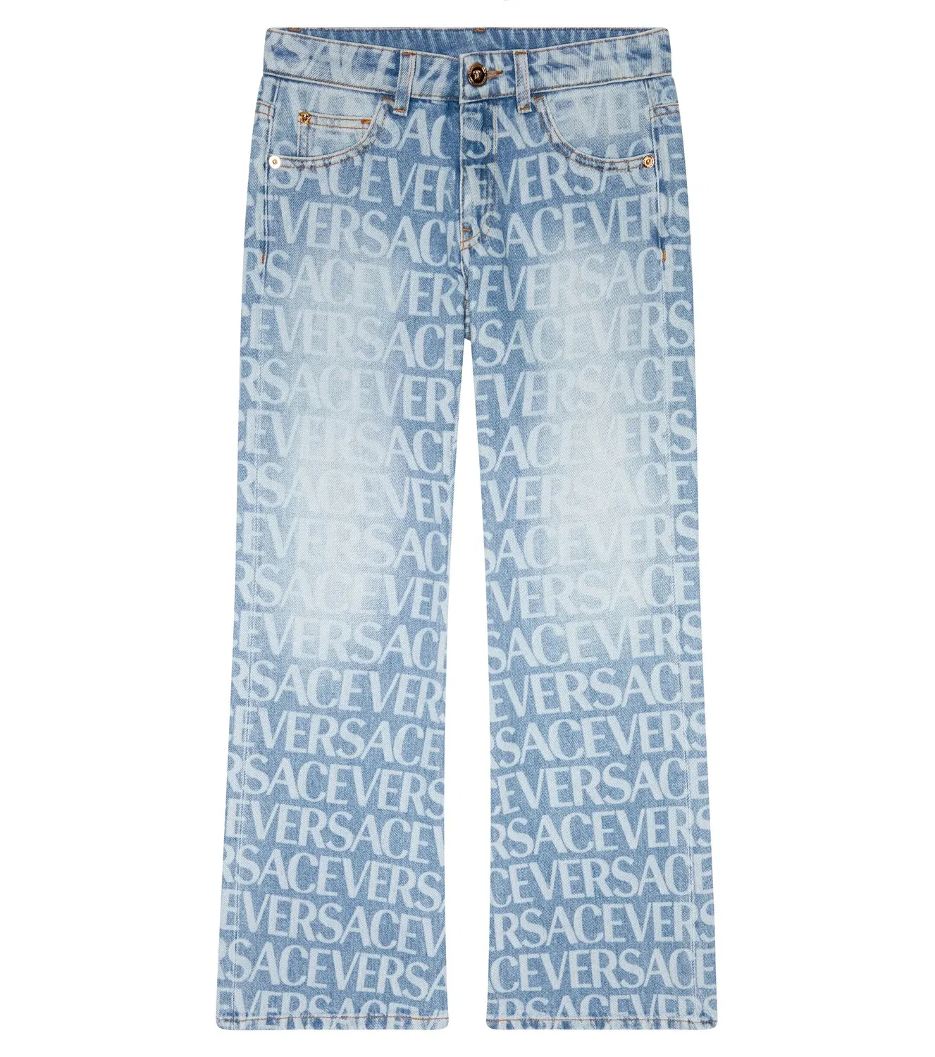 Джинсы клеш с логотипом Versace Kids, синий
