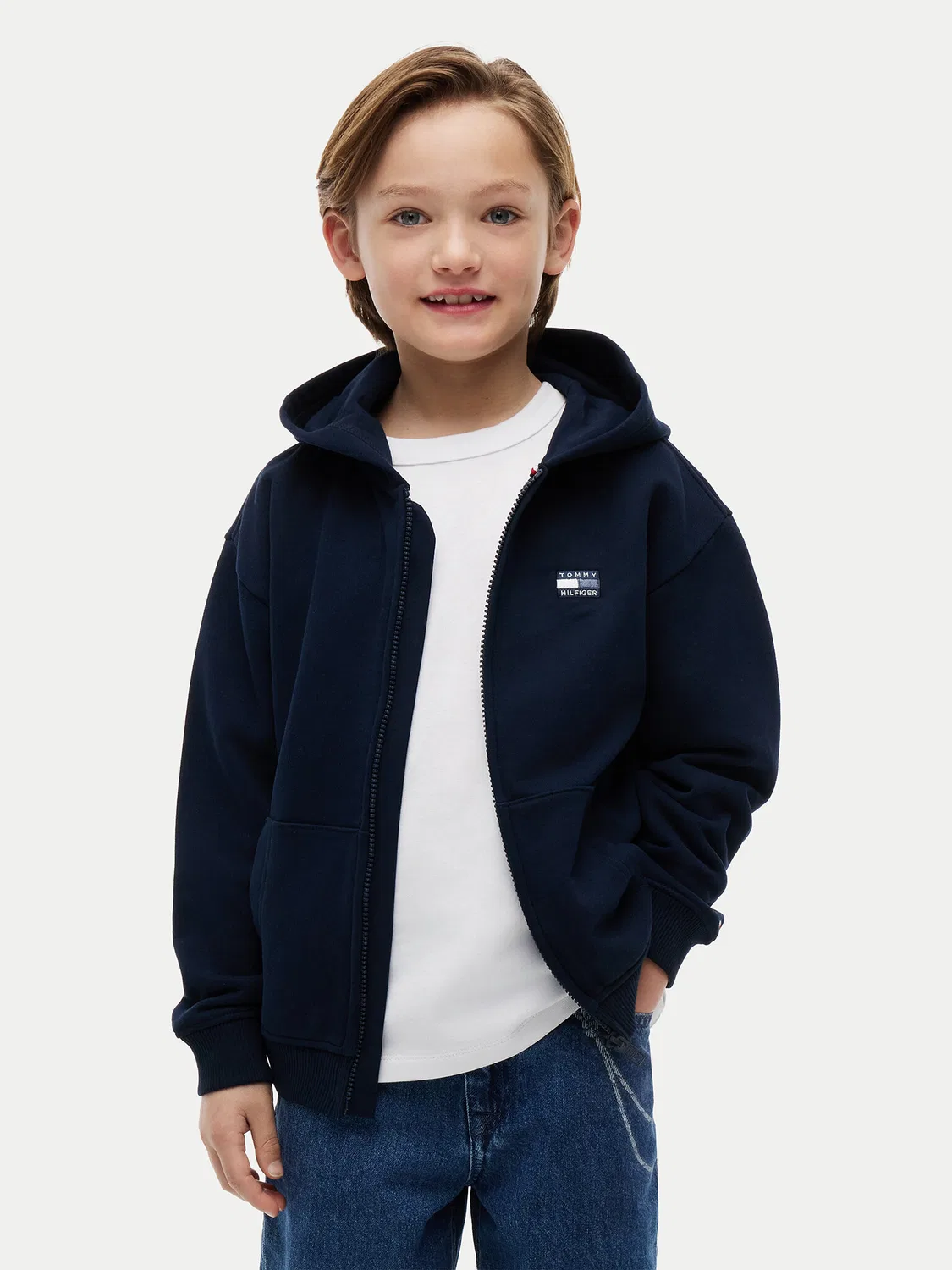 Толстовка стандартного кроя для мальчика Tonal Flag Tommy Hilfiger, темно-синий