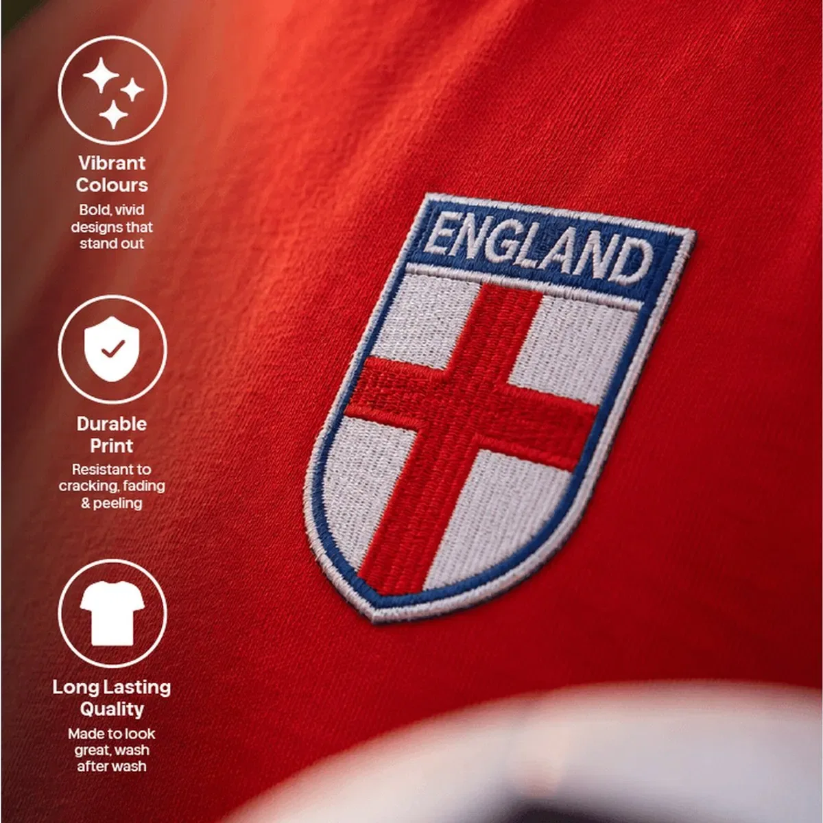 Футболка хлопковая с вышивкой England Embroidered Crest I Love Fancy Dress, Red — фото 3