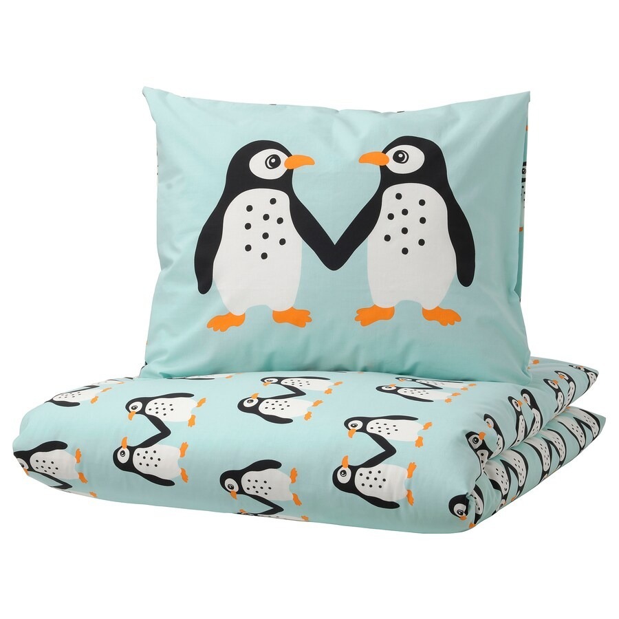 

Постельное белье Ikea Blavingad Duvet Cover And Pillowcase Penguin Pattern, 150x200/50x60 см, бирюзовый, Серый, Постельное белье Ikea Blavingad Duvet Cover And Pillowcase Penguin Pattern, 150x200/50x60 см, бирюзовый