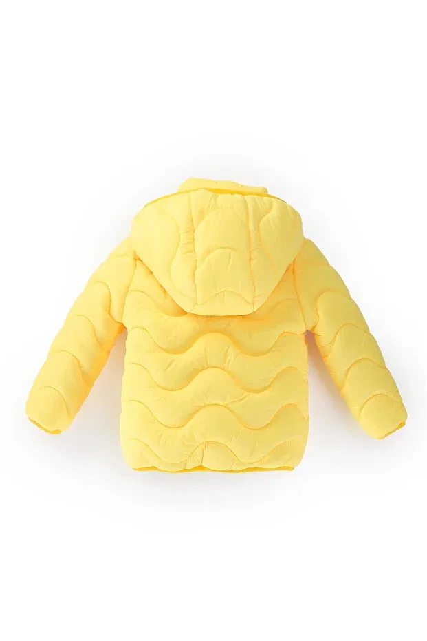 Детское пальто для девочек пуховое Patterned baby girl coat 50129 My Hanne, Yellow — фото 4