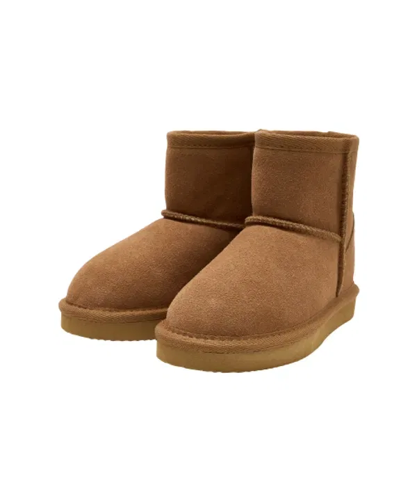 Ботинки замшевые с логотипом, Enfant classic logo suede boots, Marithé Kids, коричневый