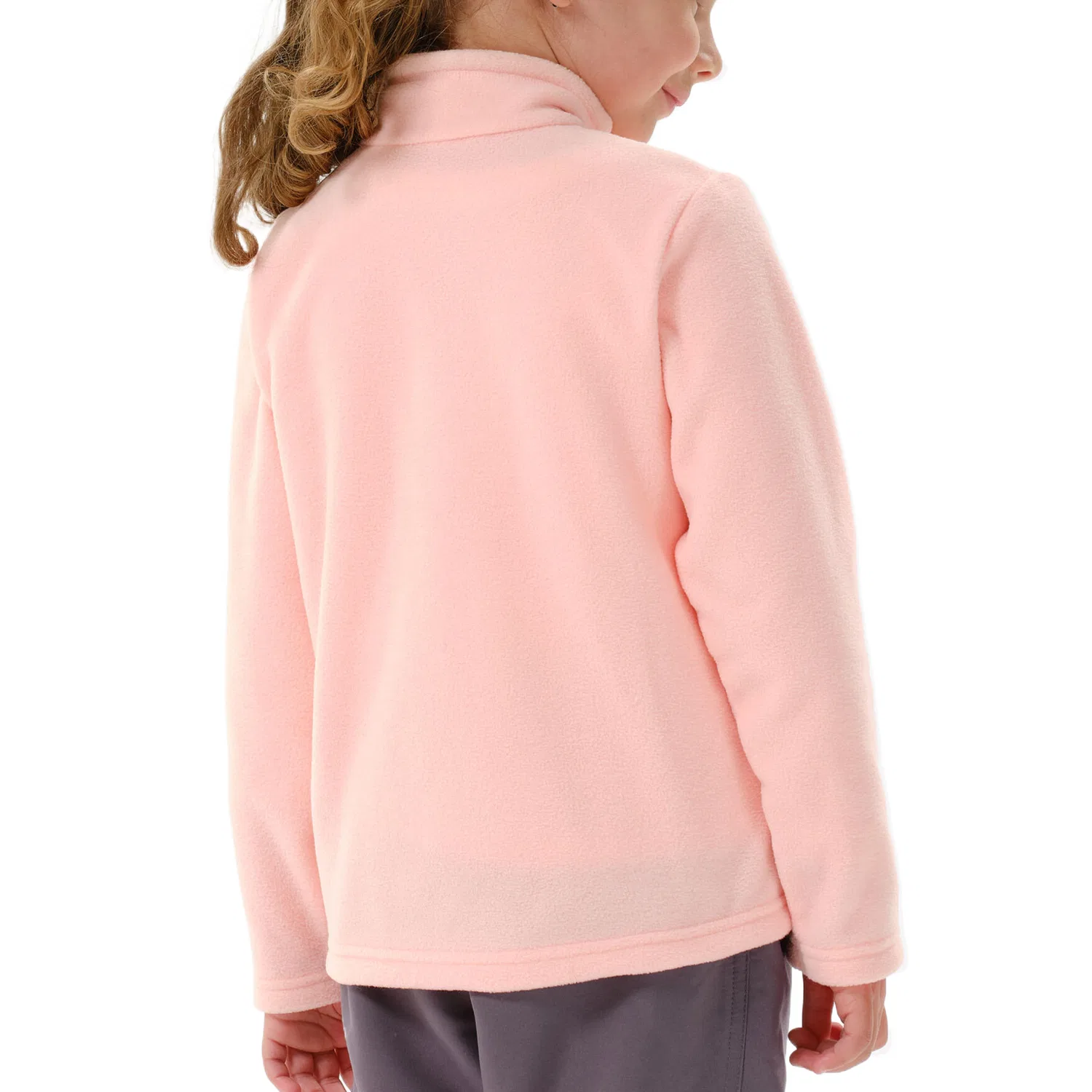 Детское пальто на флисовой подкладке Velvet feel Coat MH100 DECATHLON, Fluorescent Light Coral — фото 4