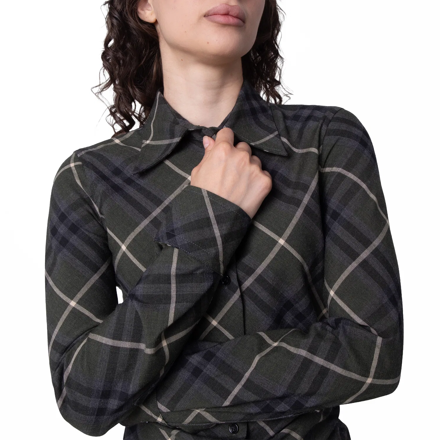 Платье-рубашка с принтом Check Wool Blend Burberry, Marsh Ip Check — фото 3