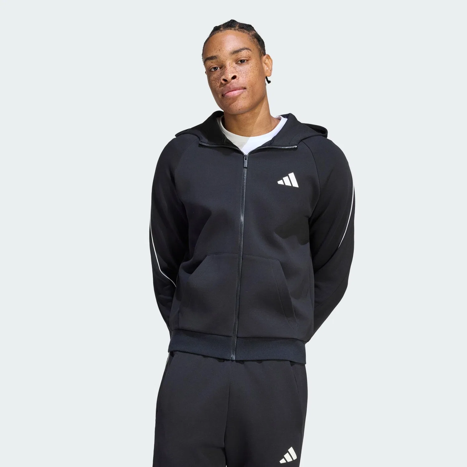 Мужское худи с длинным рукавом Stadium Small Logo Full-Zip Hoodie Adidas, Schwarz
