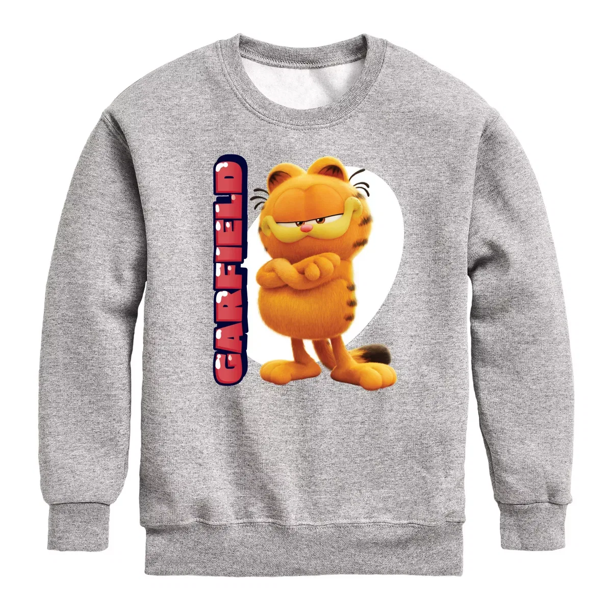 Детский свитшот с длинным рукавом с принтом Garfield Movie Vertical Garfield, Athletic Heather