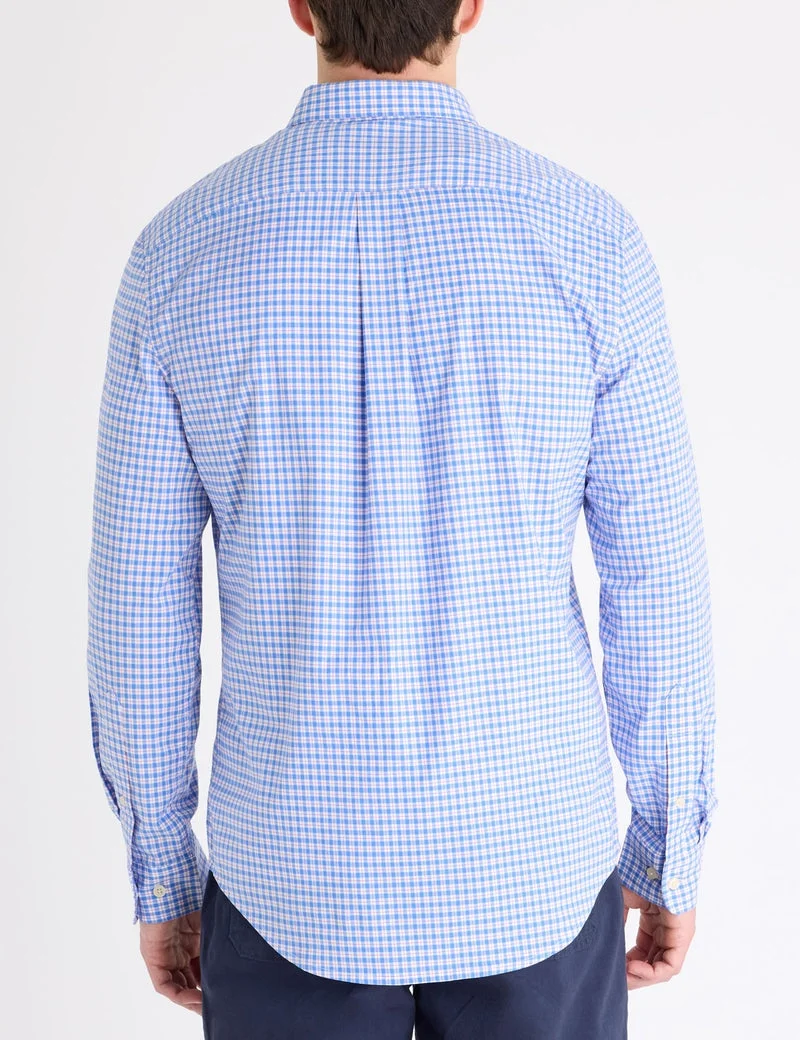 Мужская рубашка U.S. Polo Assn. Long Sleeve Stretch Plaid Madras, розовый/синий — фото 2