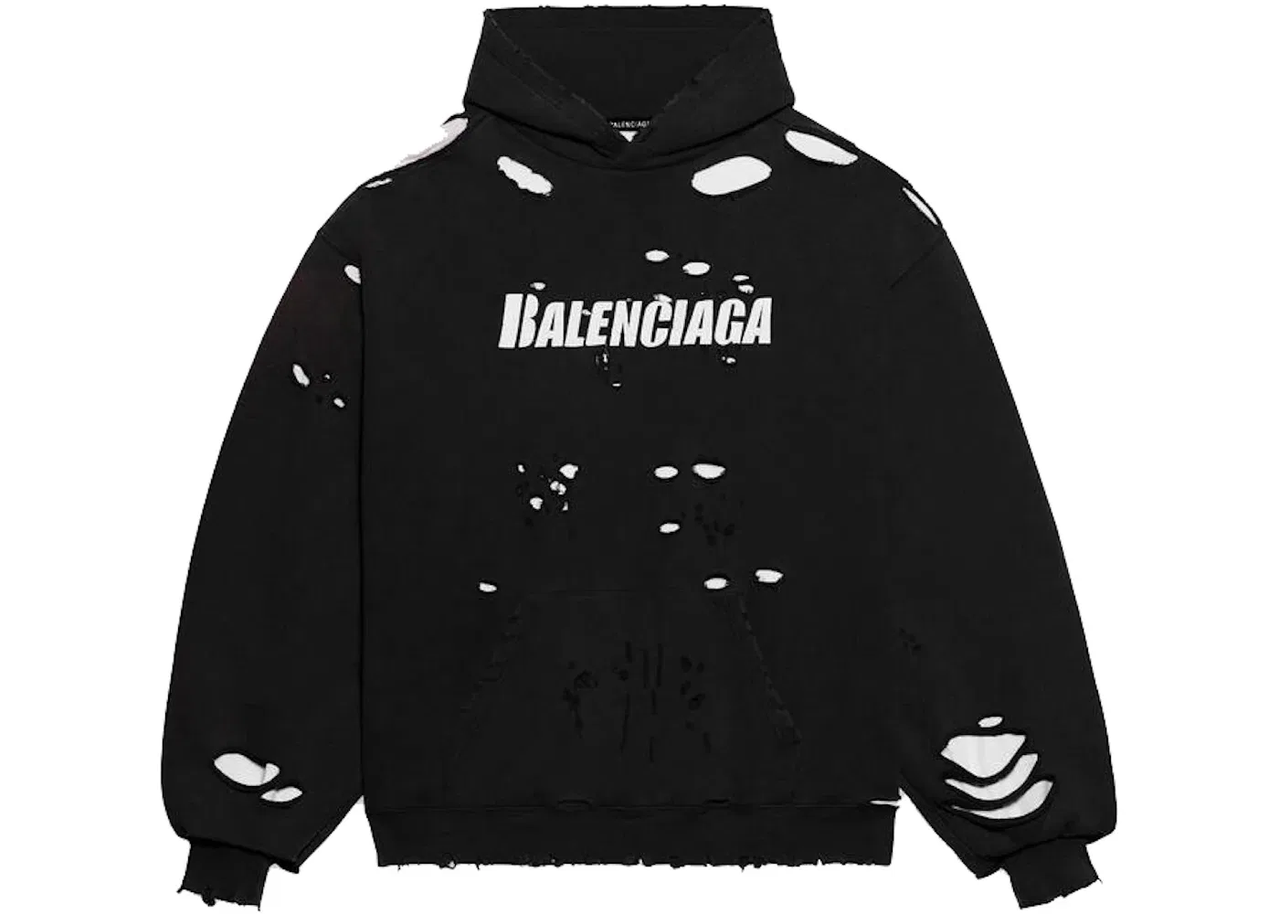 Мужской худи с принтом Caps Destroyed Balenciaga, Black/White