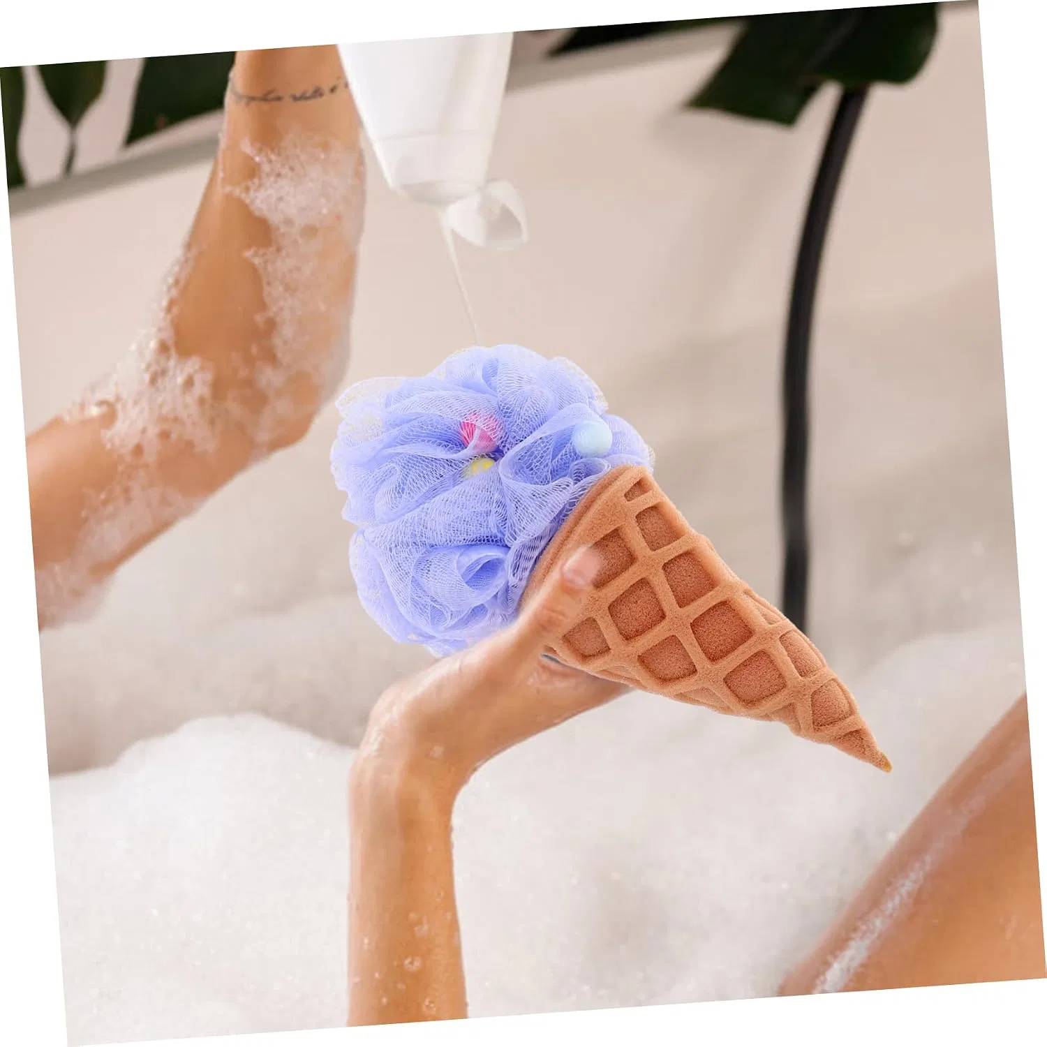 Мочалка для душа Ice Cream Design, Vaguelly, 2 шт, 28x12x12 см, Зеленый — фото 4
