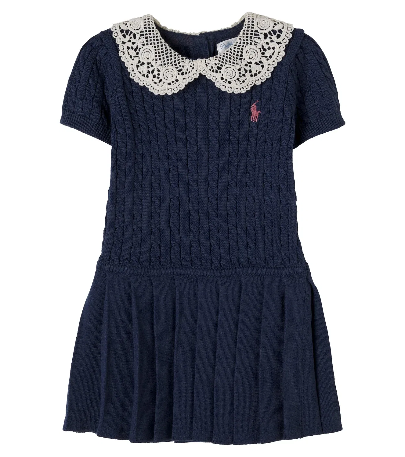 Нарядное платье из плиссированного хлопка Polo Ralph Lauren Kids, синий