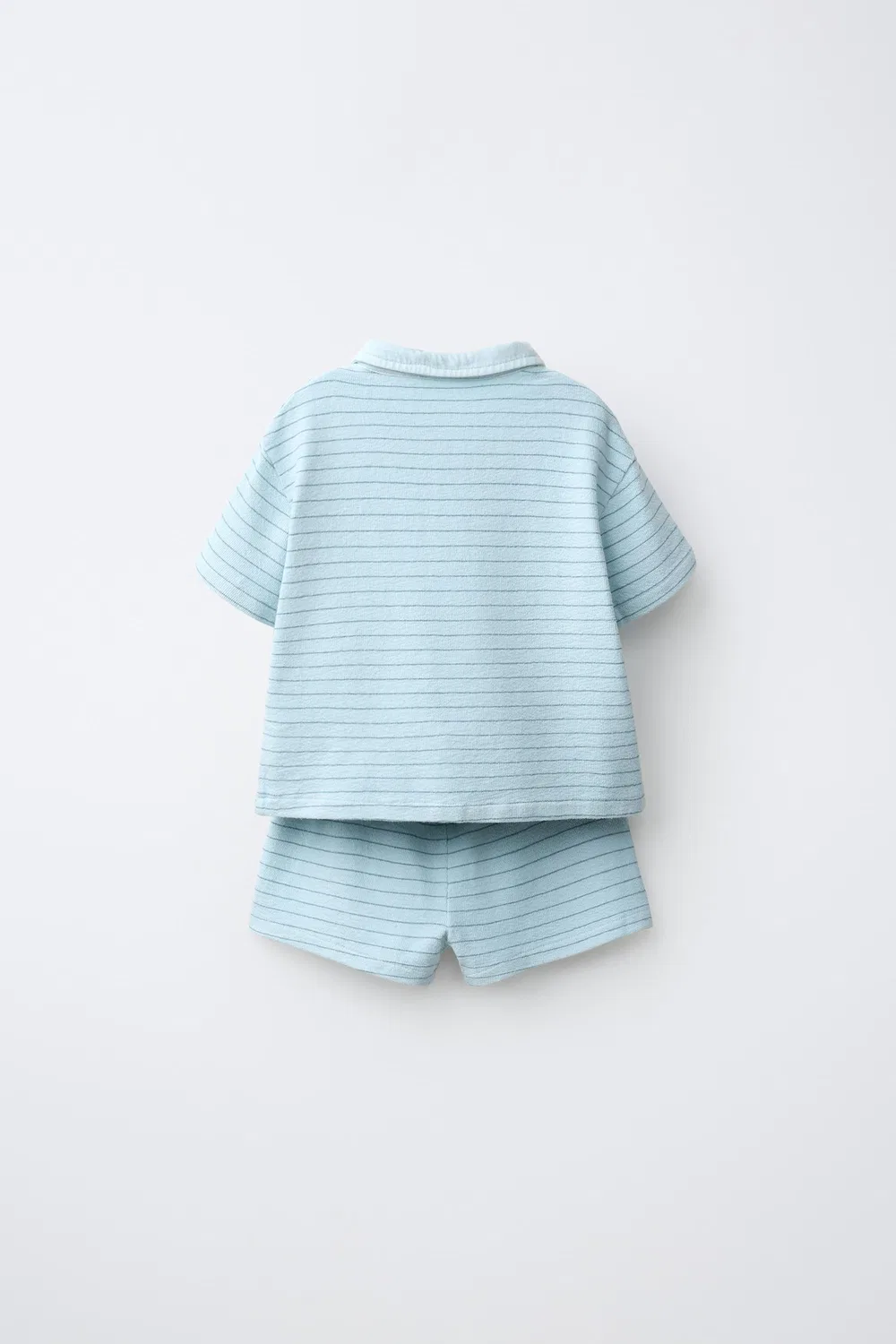 Комплект из полосатой рубашки-поло и шорт-бермуд. ZARA, Neon blue — фото 2