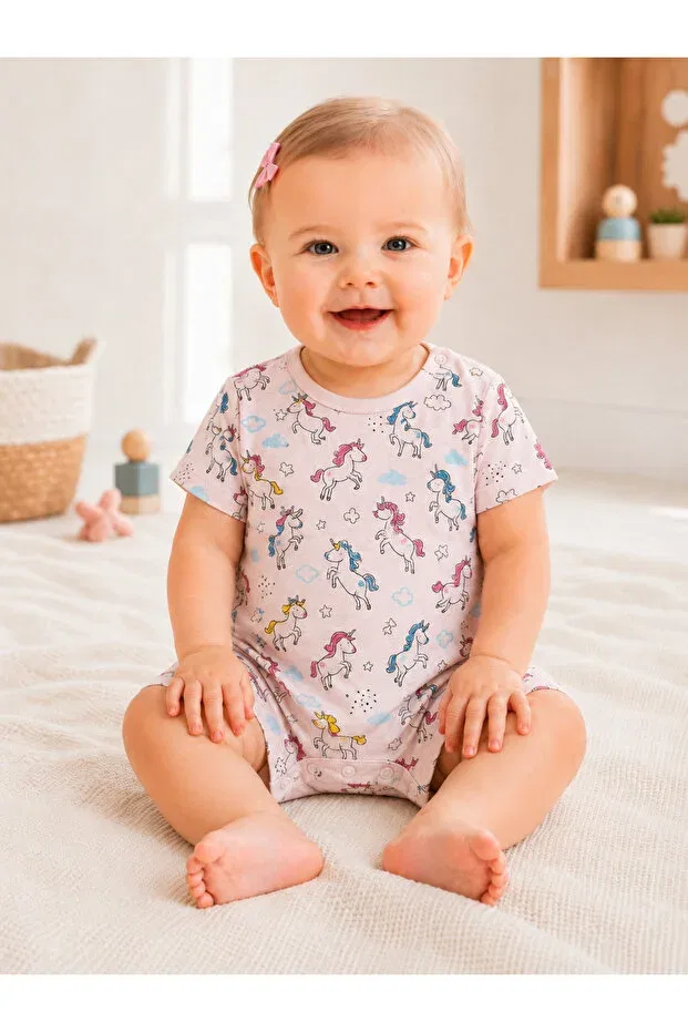 Детский комбинезон с коротким рукавом Basics For My Baby, Light Pink