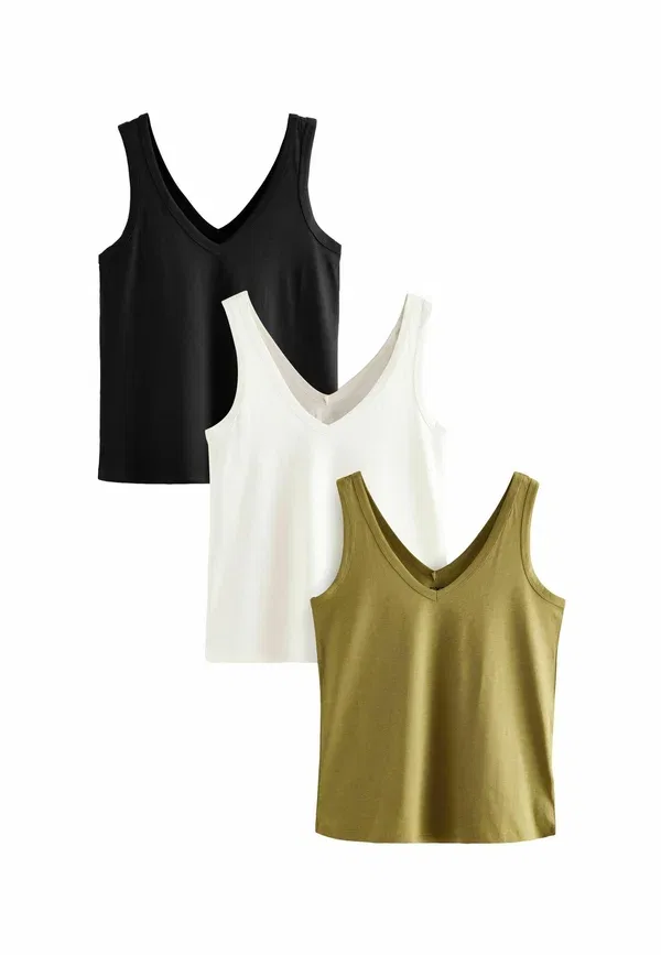 Комплект топов из 3 штук, Regular fit, Next, white black grey marl, белый/черный/серый