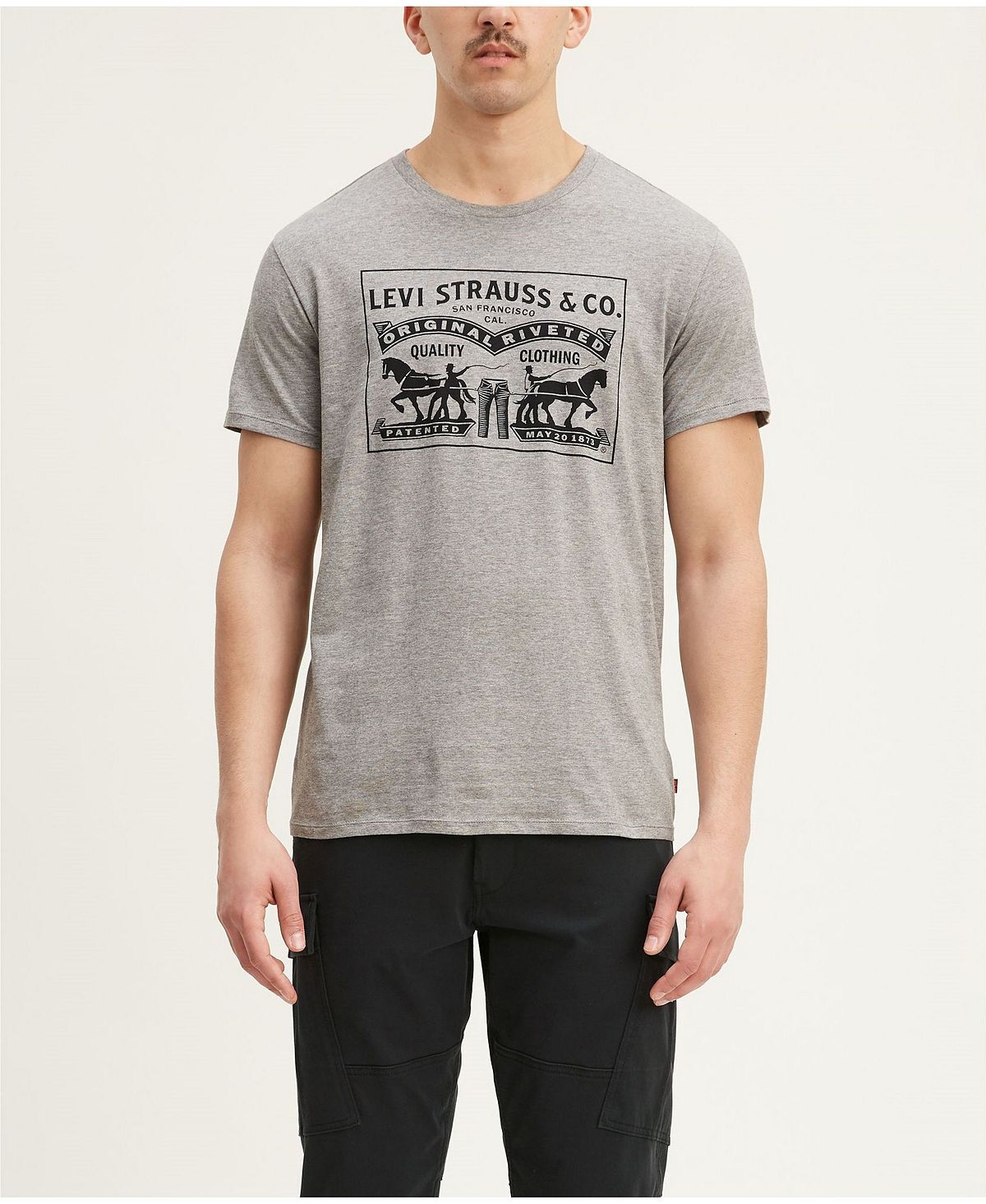 

Мужская футболка с круглым вырезом стандартного кроя с графикой 2-horse Levi's, серый