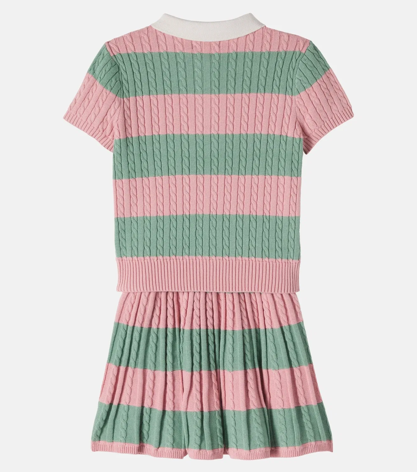 Комплект из свитера-поло и юбки с косами Polo Ralph Lauren Kids, розовый — фото 3