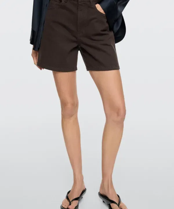 Джинсовые шорты, мид-райз, Massimo Dutti, деним