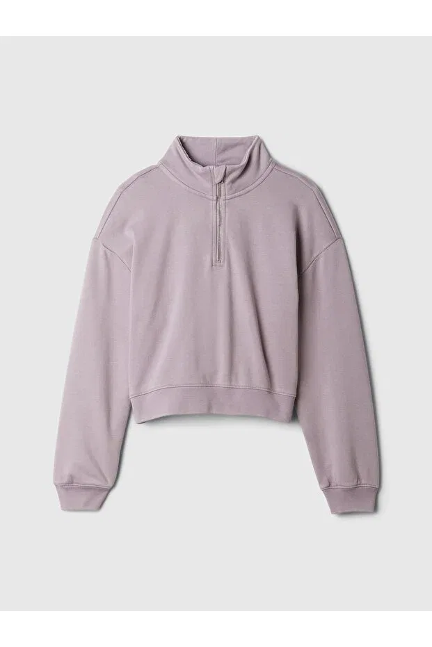 Детские свитшот для девочек с полузастежкой-молнией Half Zipper Crop Pullover Gap, Lila-000 — фото 2