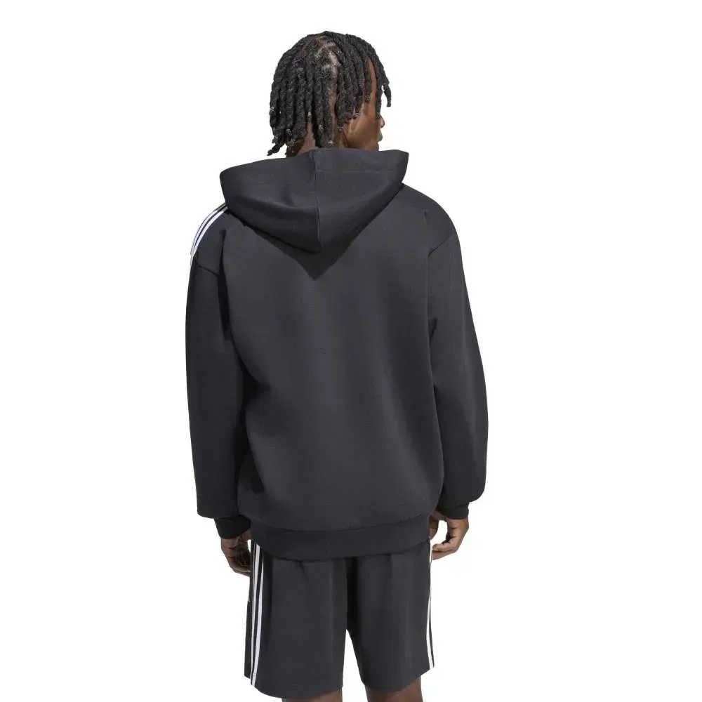 Мужской свитшот с флисом Adidas 3 Stripes Fleece Full-Zip Hoodie, Black — фото 2