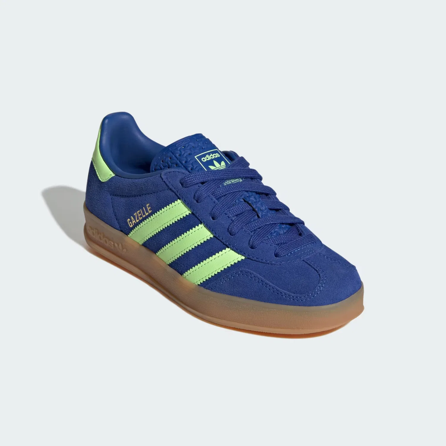 Детские кроссовки на шнуровке Gazelle Indoor Adidas Originals, королевский синий/зеленый/золотистый — фото 4