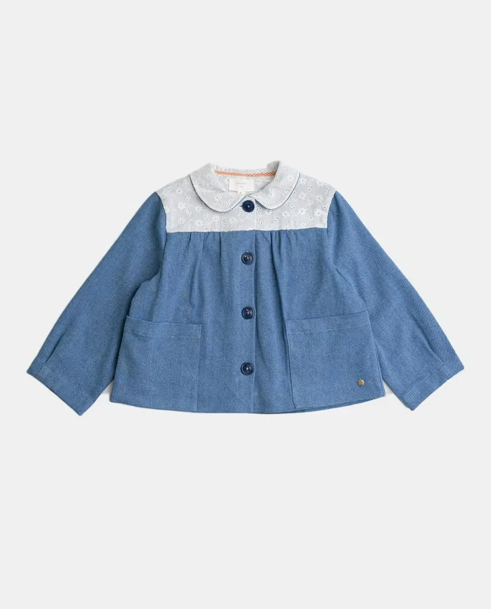 Детская куртка для девочек с комбинированной тканью NANOS, Azul Claro