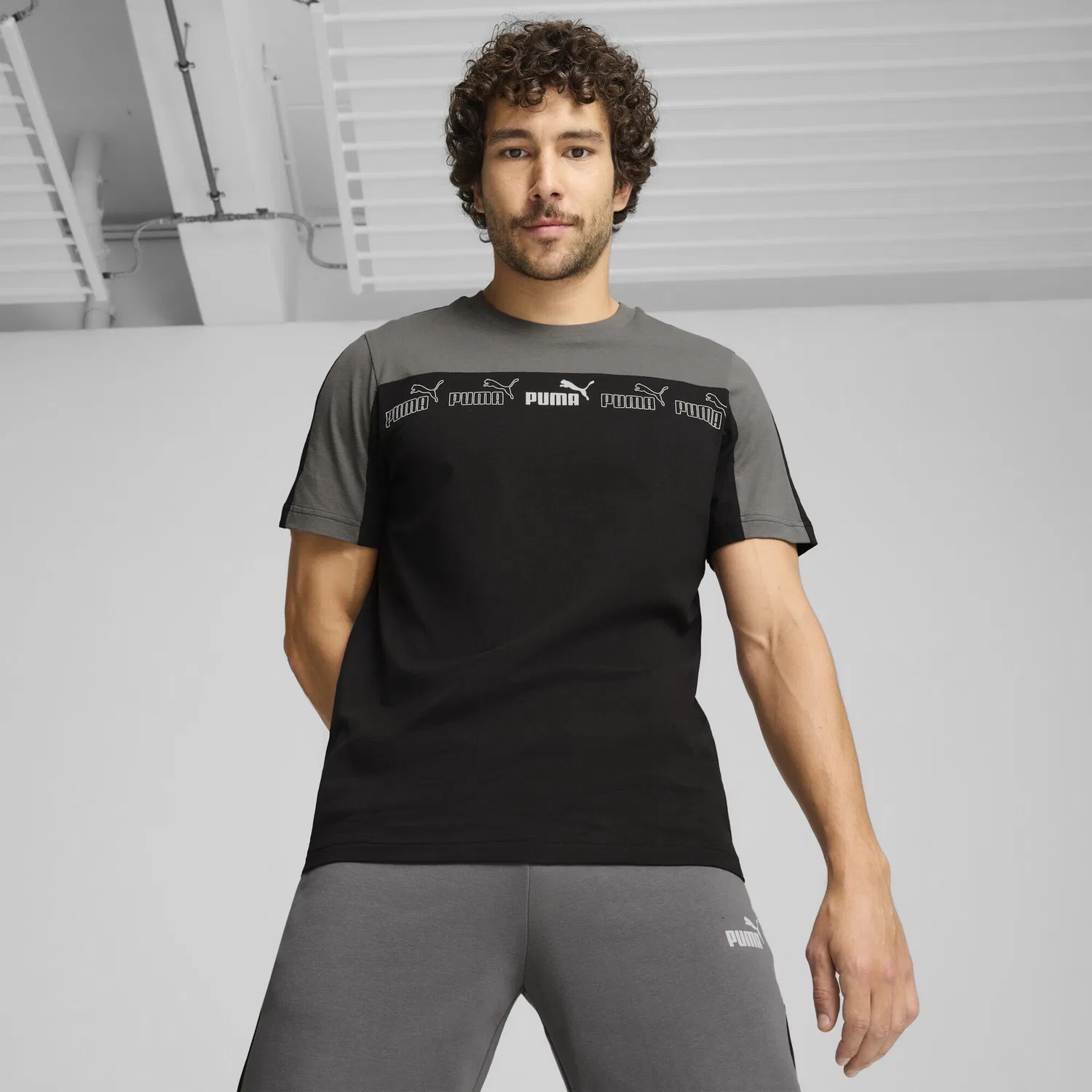 Детская хлопковая футболка с вышитым логотипом PUMA, Cool Dark Gray — фото 3