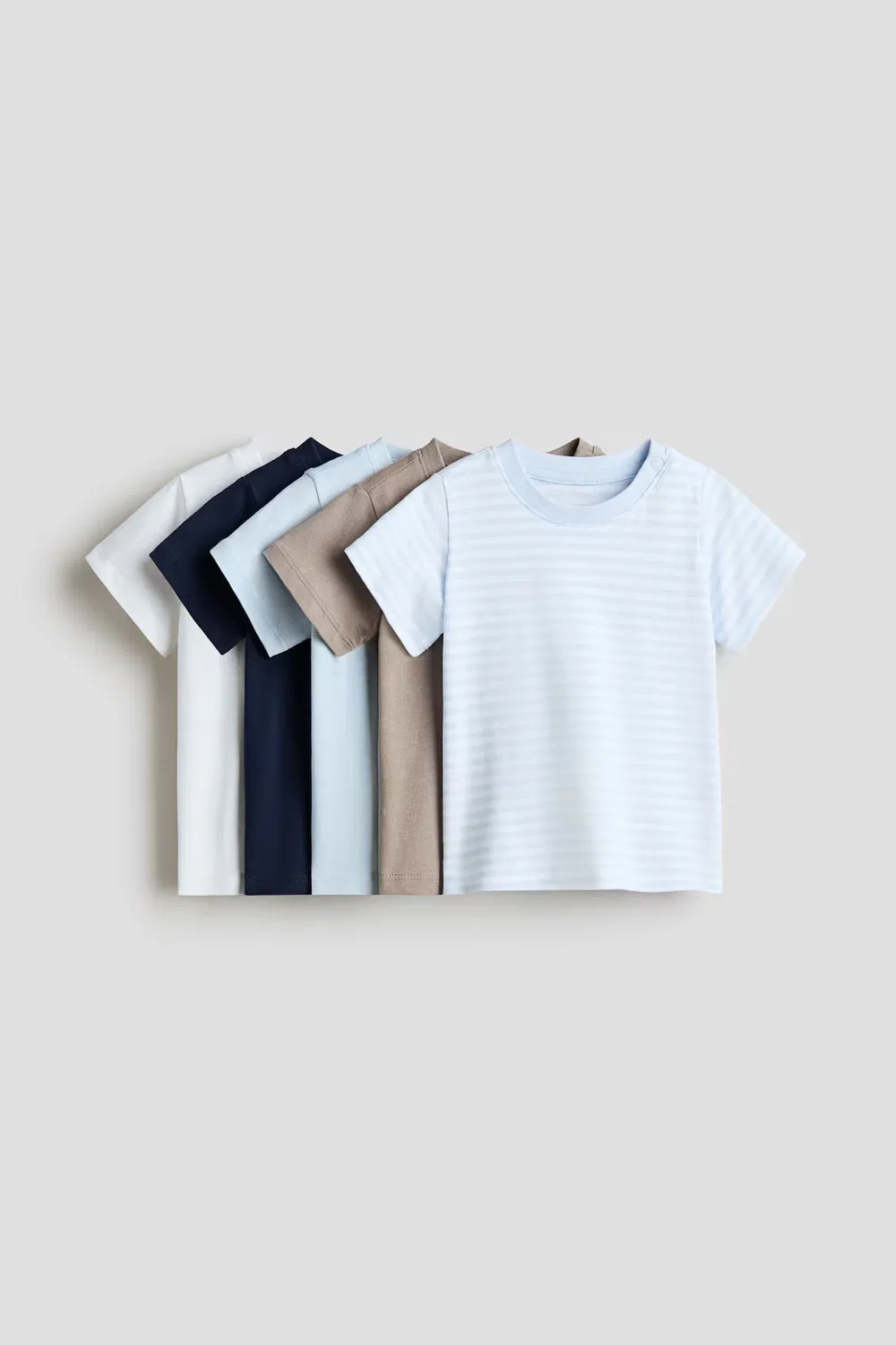 Набор из 5 хлопковых футболок H&M, Hellblau/Beige