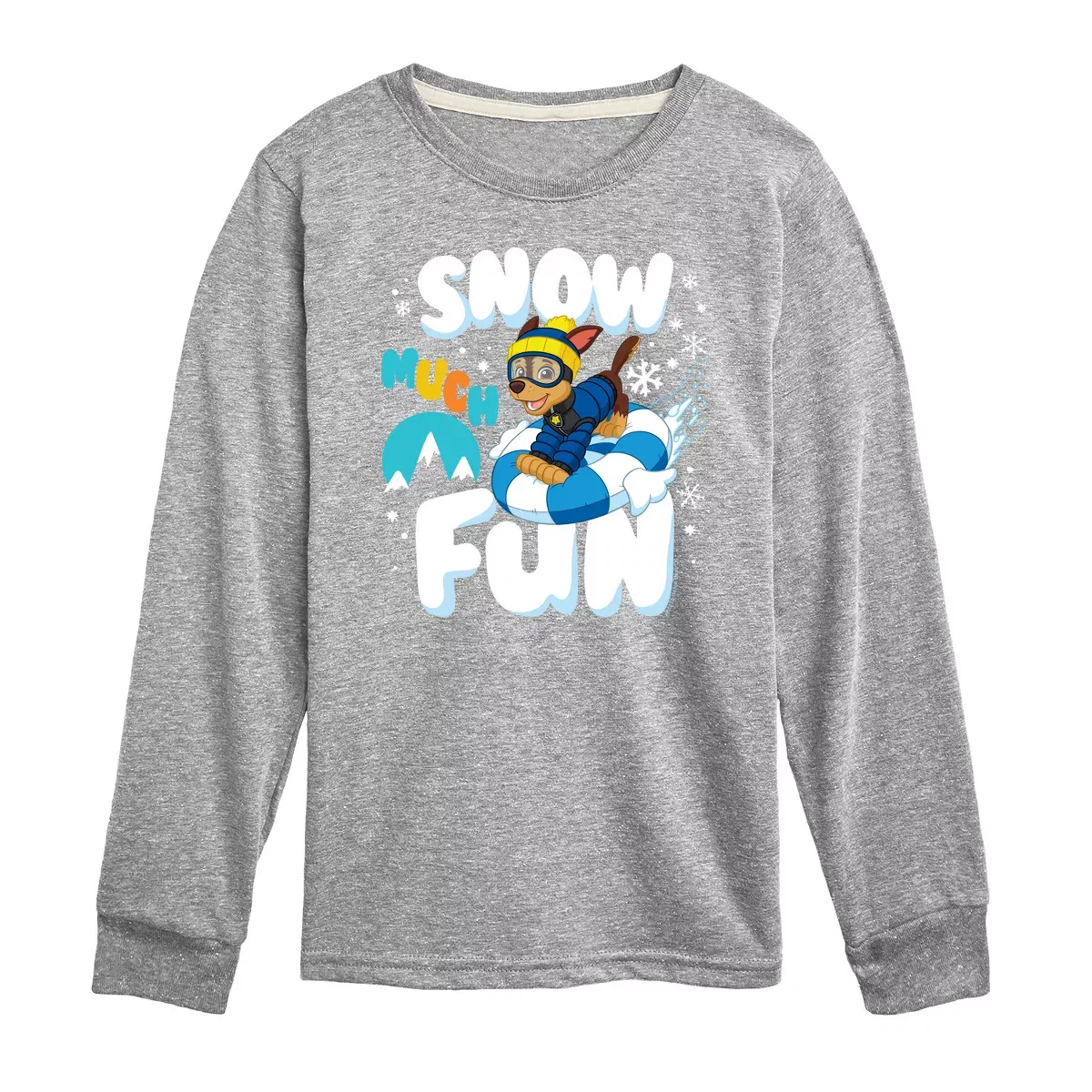 Детская футболка с длинным рукавом с принтом Snow Much Fun PAW Patrol, Athletic Heather
