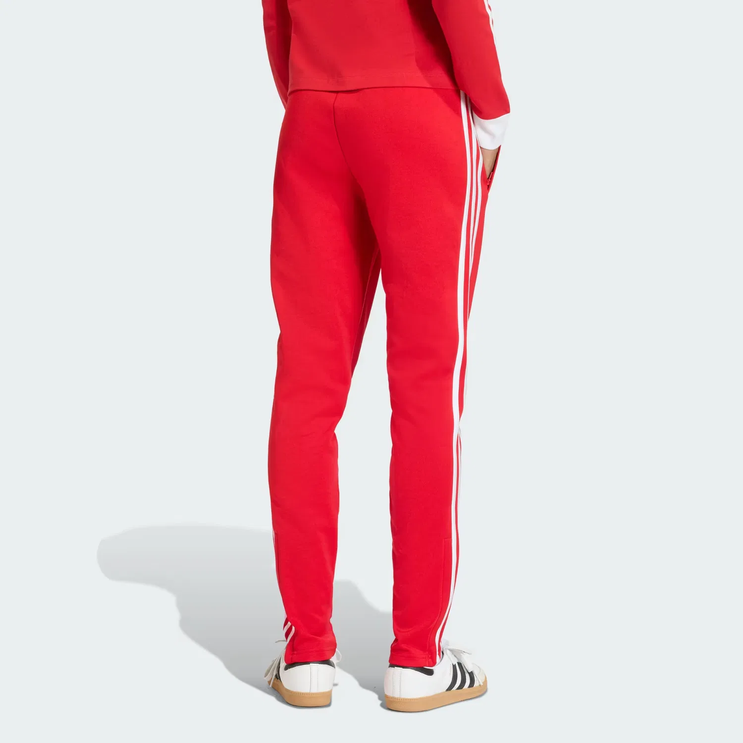Женские спортивные брюки с лампасами SST Classic Track Pants, Adidas Originals, алый С Белым — фото 3