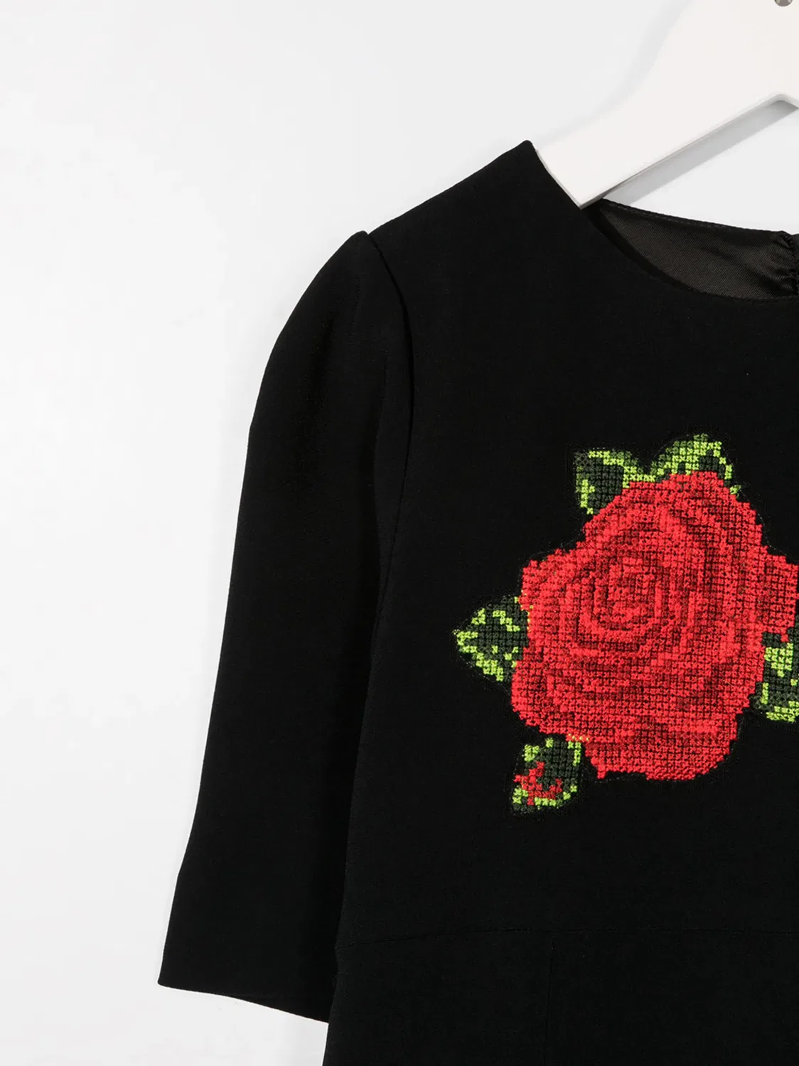 Платье с вышивкой в виде розы Dolce & Gabbana, черный — фото 3