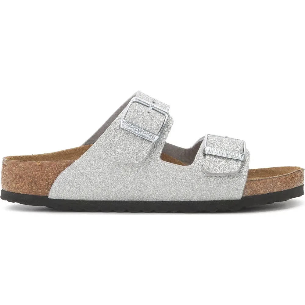 Детские сандалии Arizona с анатомической стелькой для малышей Birkenstock, Silver Shiny Glitter — фото 2