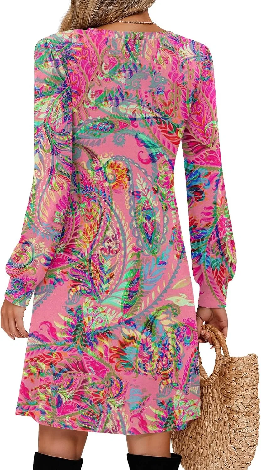 Женское платье макси с V-образным вырезом, 2-hot Pink — фото 3