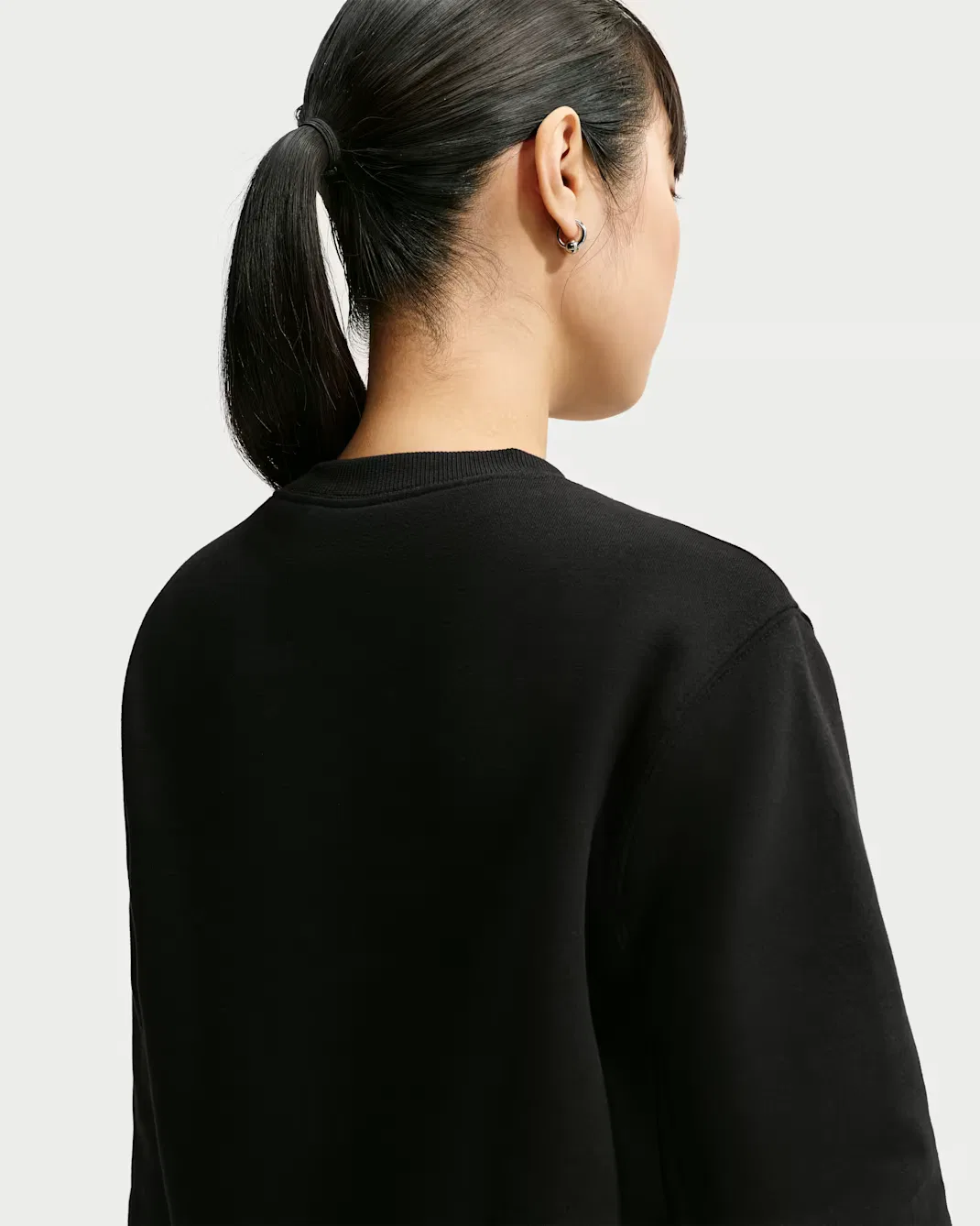 Women's Crew Nike Studio Fleece Medium Weight, Total Black/Sail — фото 2