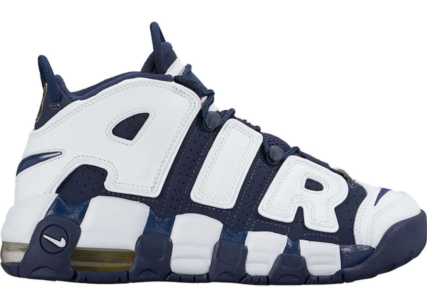 Детские кроссовки Lifestyle Nike Air More Uptempo, White/Midnight Navy-Metallic Gold-University Red
