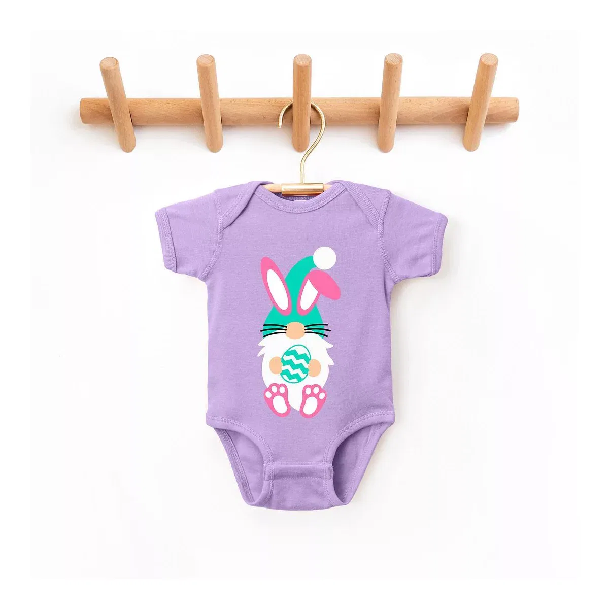Детское боди для мальчиков с коротким рукавом Gnome Bunny The Juniper Shop, Lavender