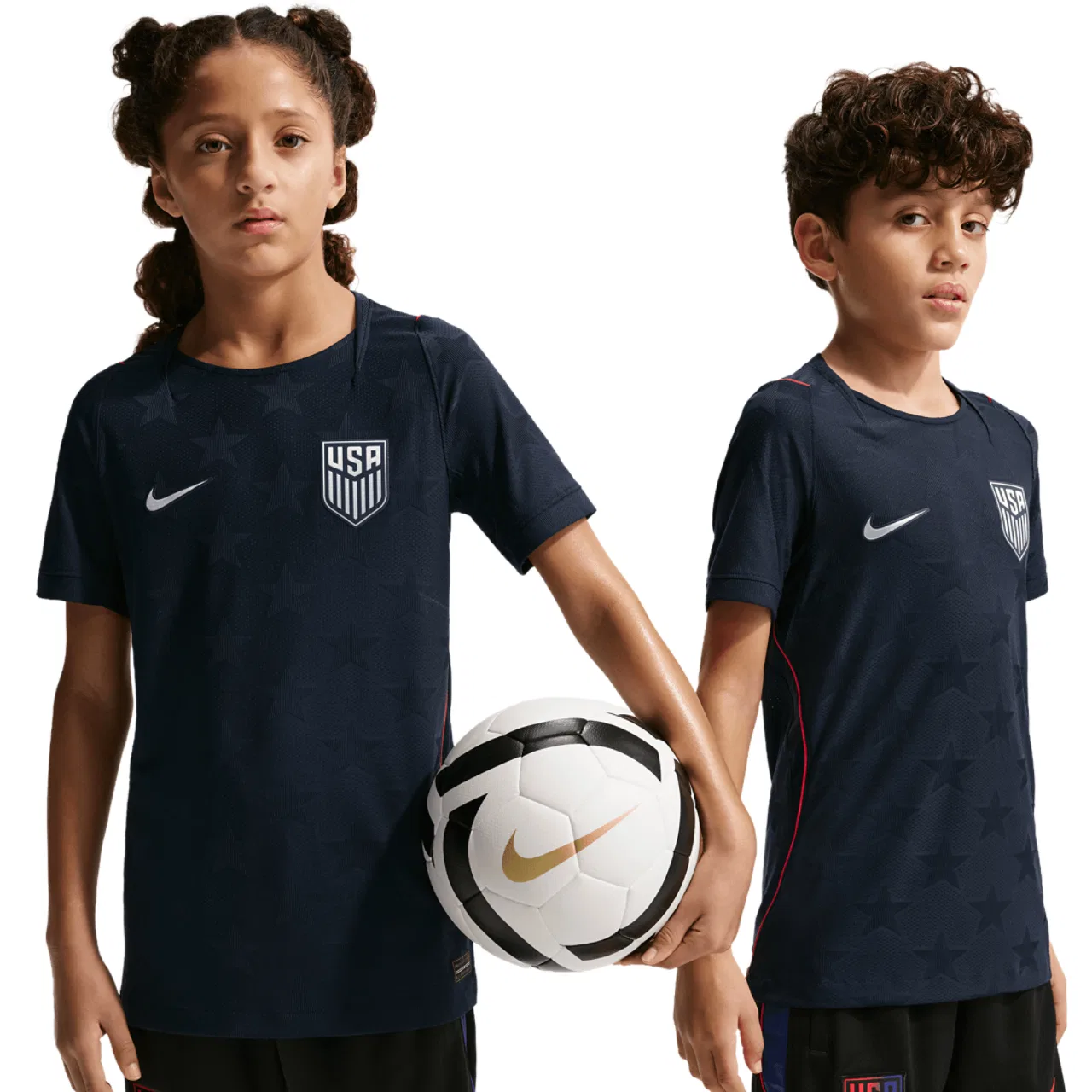 Детская футболка для мальчиков с коротким рукавом Nike Dri-FIT USA Match Jersey, White/Navy