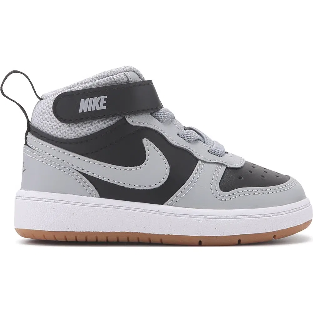Детские кроссовки Kids' Court Borough Mid 2 High Top для малышей Nike, Grey/Black/Gum — фото 2