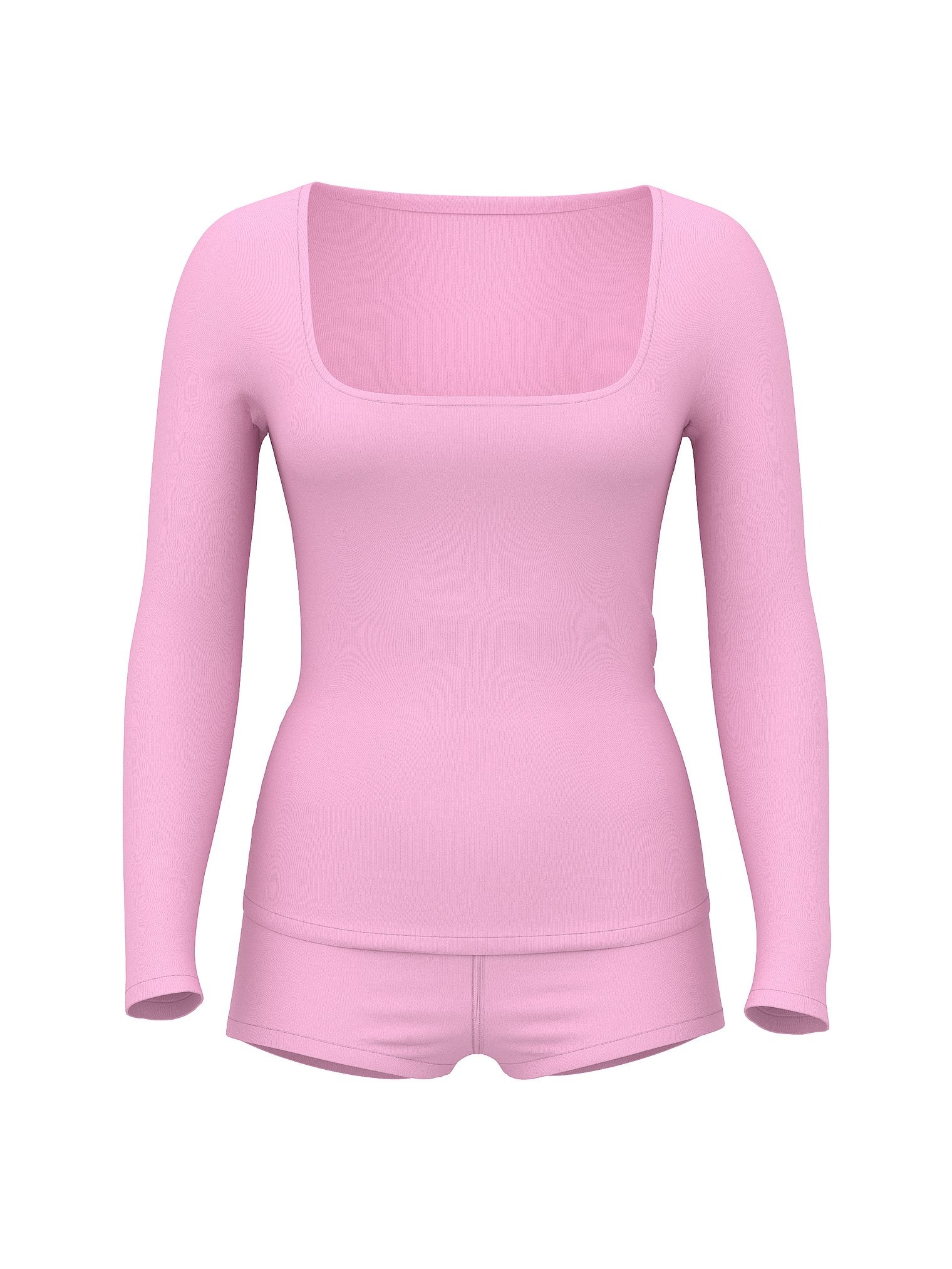 

Комплект шорты с лонгсливом Victoria's Secret SoSoft Modal Ribbed Scoop, светло-розовый