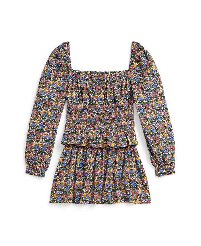 

Детский комплект для девочек 2T-6X: топ со сборкой и юбка с цветочным принтом, 2 предмета Polo Ralph Lauren, мультиколор