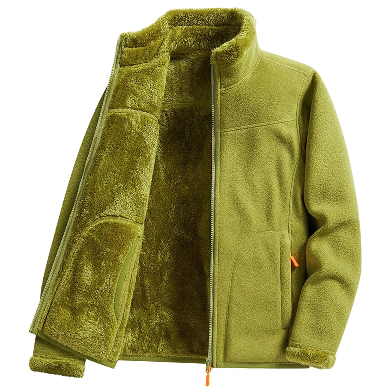 Женское утепленное пальто на флисе с принтом, модель Sherpa Lined Coats Women Fleece Teddy Winter Warm Full Zipper Solid Color Jackets Fluffy Fluffy Casual Comfortable Soft Furry Jackets With Pockets, Verde militare