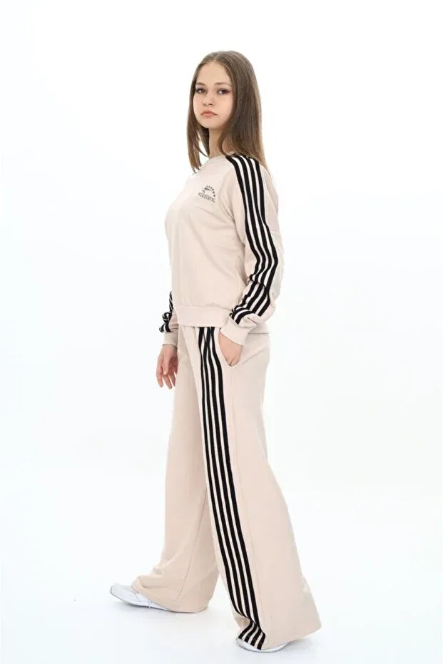 Детский спортивный комплект для девочек из хлопка Asortik Kids, Beige — фото 2