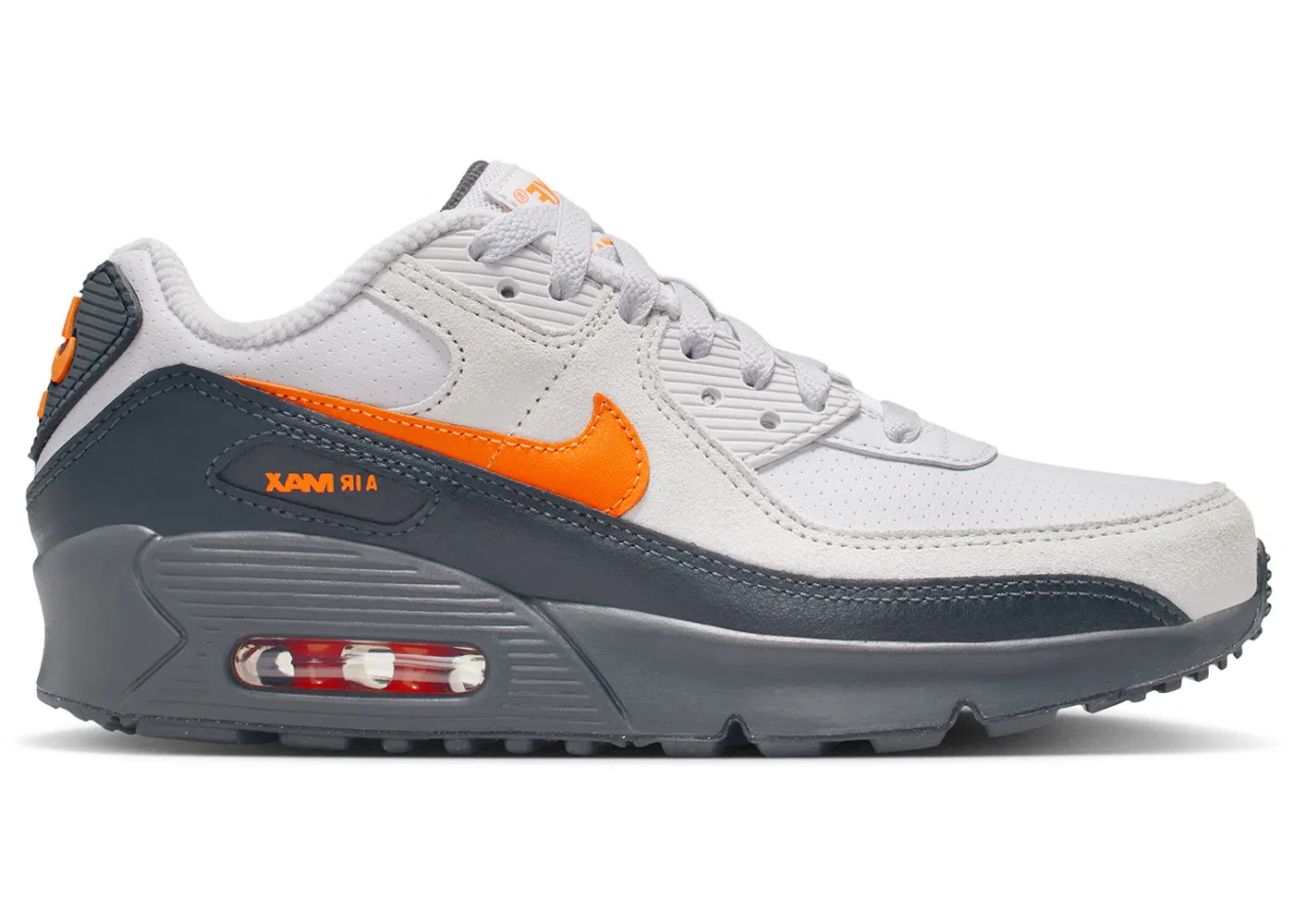 Детские кроссовки повседневные Nike Air Max 90 SE, Vast Grey/Anthracite/White/Safety Orange